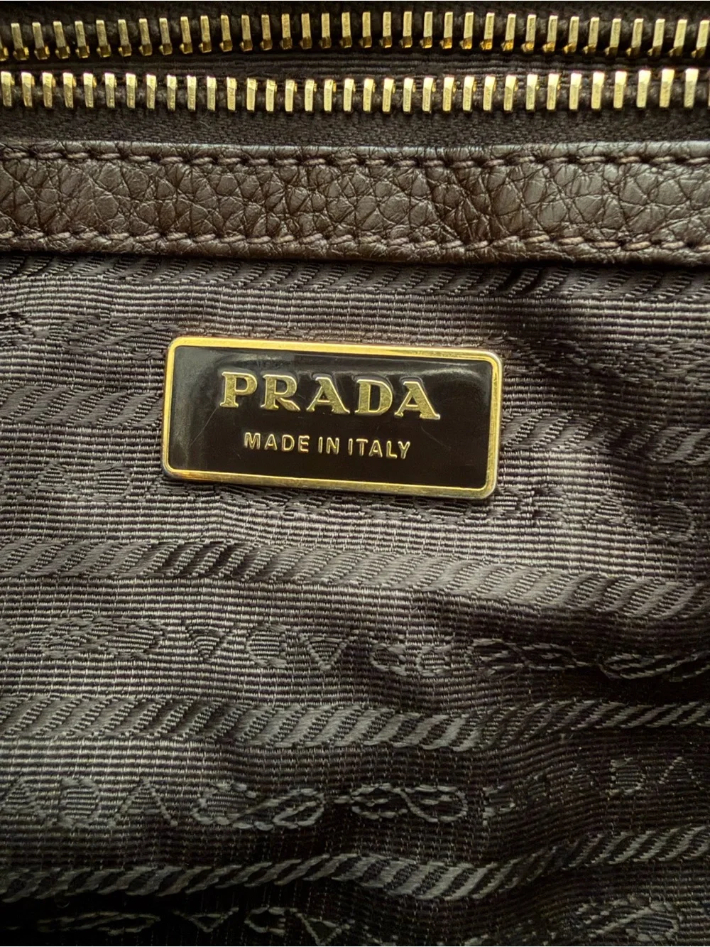 Vintage Dark Olive-Brown Prada Cervo-Trimmed Tessuto Handle Bag